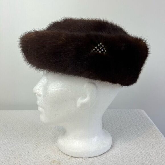 Vintage Handmade Mink Fur Made In Canada Women’s Luxury Hat One Size 50s 60s - Picture 11 of 11